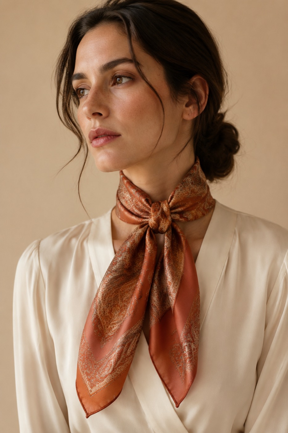 One silk scarf styled five different ways