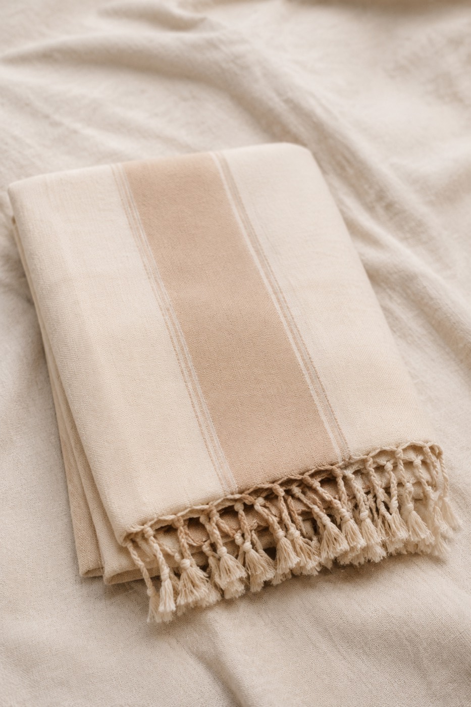 Cotton Lightweight Wrap — Sand Tonal Stripe