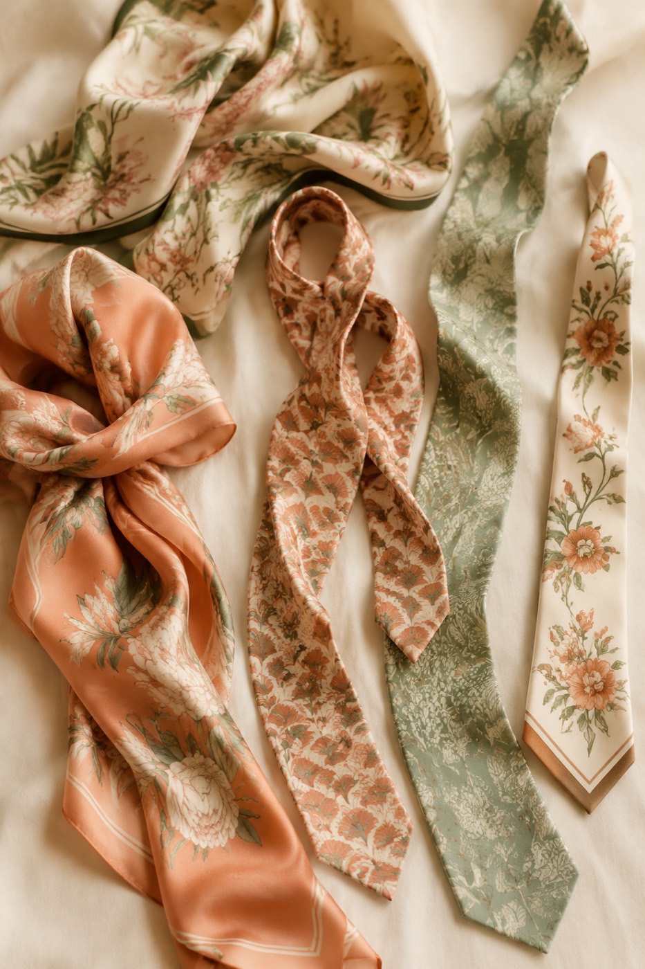 Hair Scarf & Tie Bundle — Coral Floral · Cream Abstract